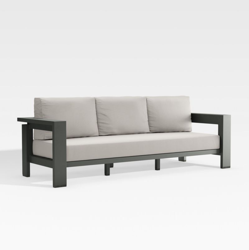 Walker Outdoor Metal Sofa with Ash Brown Sunbrella ® Cushions - image 4 of 10