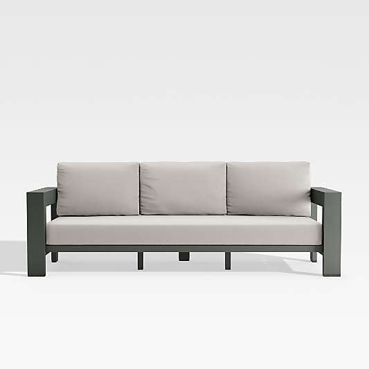 Walker 90" Metal Outdoor Sofa with Cast Ash Brown Sunbrella ® Cushions