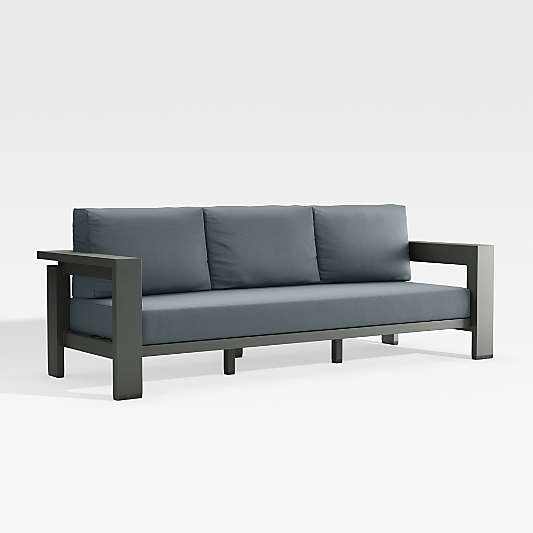 Walker Outdoor Metal Sofa with Haze Grey Sunbrella ® Cushions