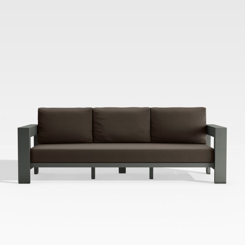 Viewing product image Walker 90" Metal Outdoor Sofa with Canvas Java Brown Sunbrella ® Cushions - image 1 of 10