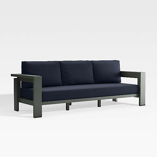 Walker Outdoor Metal Sofa with Navy Blue Sunbrella ® Cushions