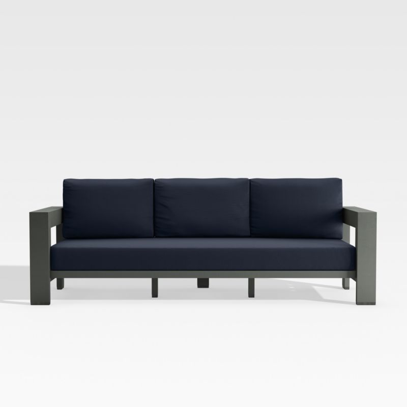 Viewing product image Walker 90" Metal Outdoor Sofa with Canvas Navy Blue Sunbrella ® Cushions - image 1 of 10