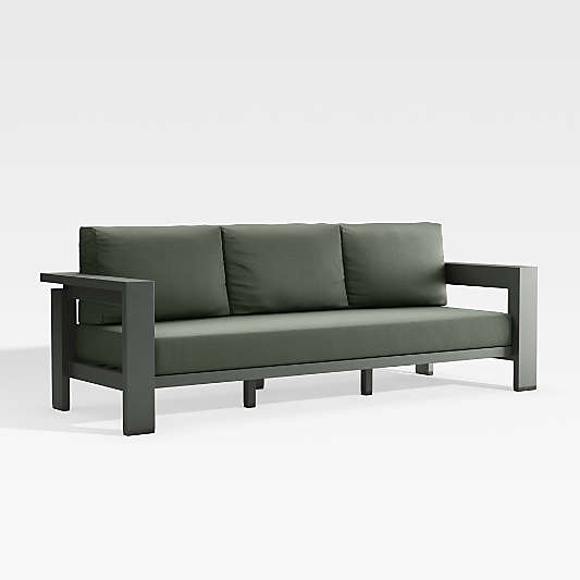 Walker Outdoor Metal Sofa with Sage Green Sunbrella ® Cushions