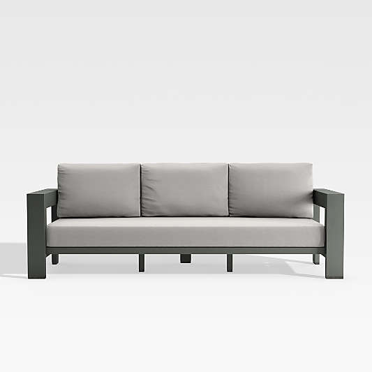 Walker Outdoor Metal Sofa with Silver Sunbrella ® Cushions