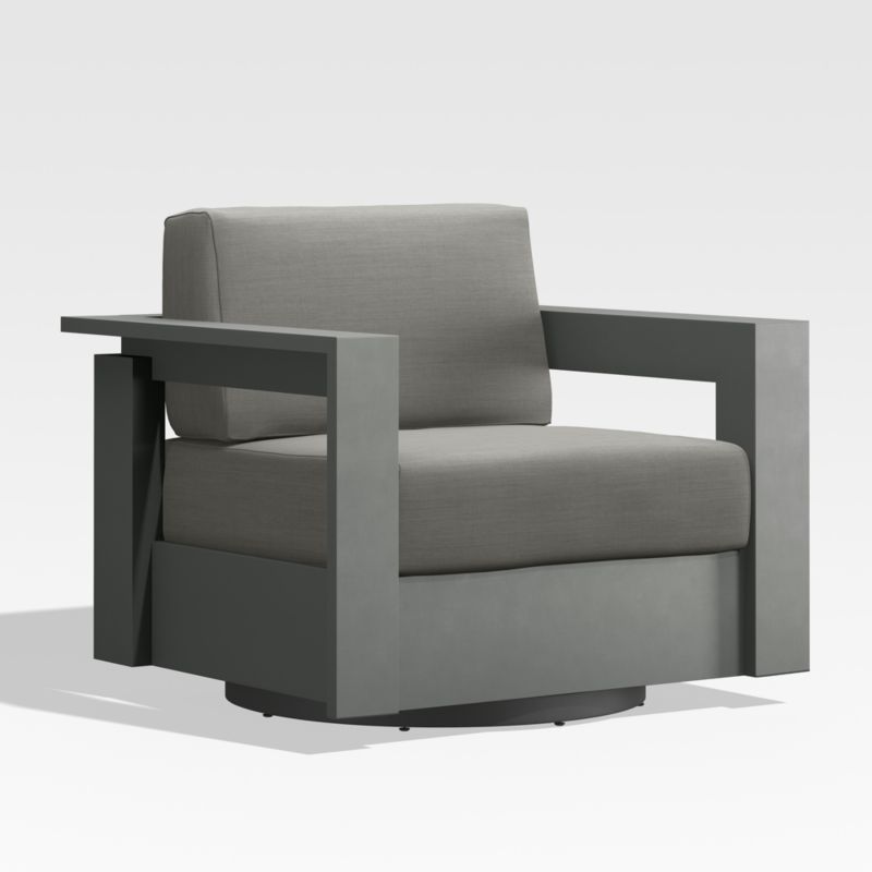 Walker Grey Metal Outdoor Swivel Lounge Chair with Graphite Sunbrella ® Cushions