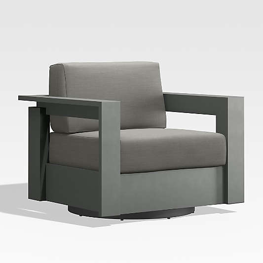 Walker Metal Outdoor Swivel Lounge Chair with Canvas Charcoal Sunbrella ® Cushions