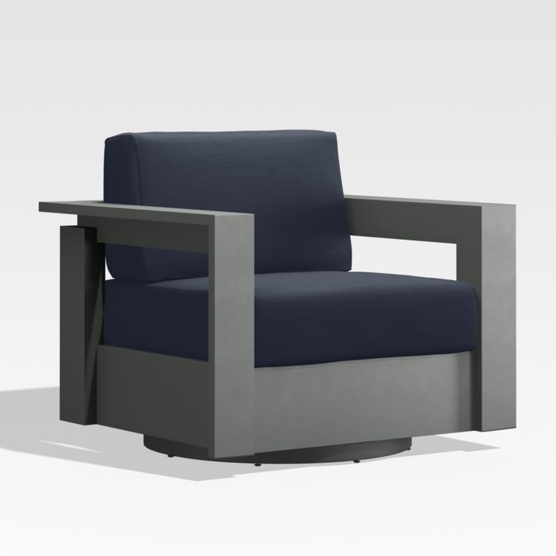 Viewing product image Walker Metal Outdoor Swivel Lounge Chair with Canvas Navy Blue Sunbrella ® Cushions - image 1 of 9