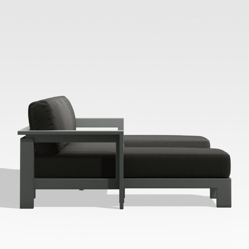 Walker Black Metal U-Shaped Outdoor Sectional Sofa with Charcoal Grey Sunbrella ® Cushions - image 5 of 7