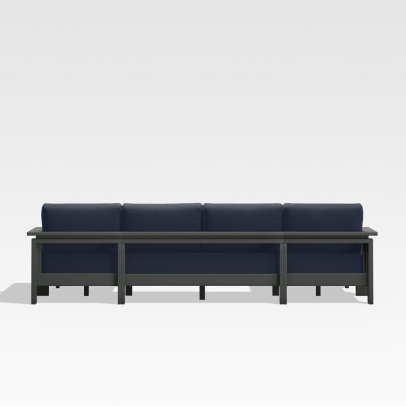 Walker Black Metal U-Shaped Outdoor Sectional Sofa with Navy Blue Sunbrella ® Cushions - image 5 of 6