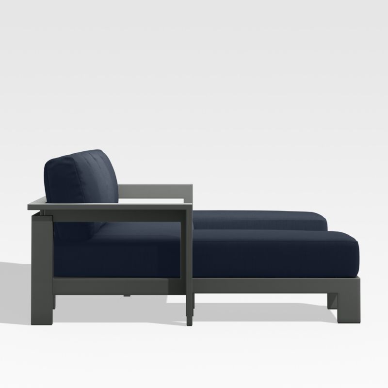 Walker Black Metal U-Shaped Outdoor Sectional Sofa with Navy Blue Sunbrella ® Cushions - image 4 of 6