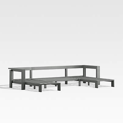 Walker Black Metal U-Shaped Outdoor Sectional Sofa Frame