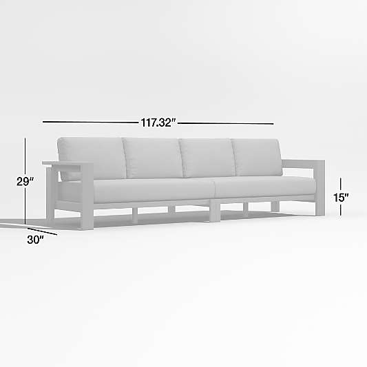 Walker 117" 2-Piece Metal Sectional Sofa with White Sand Sunbrella ® Cushions