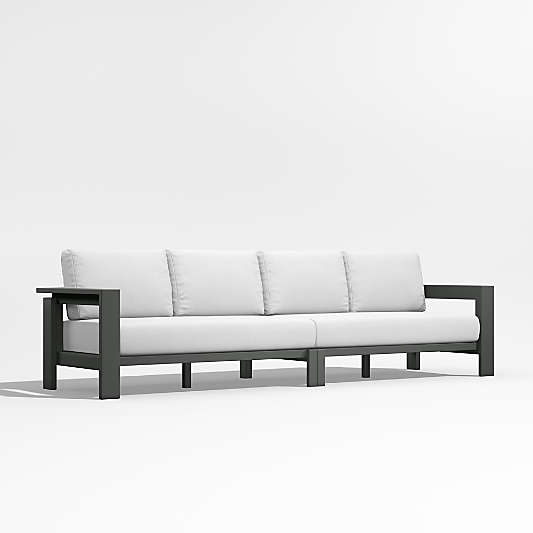 Walker 117" 2-Piece Metal Sectional Sofa with White Sand Sunbrella ® Cushions