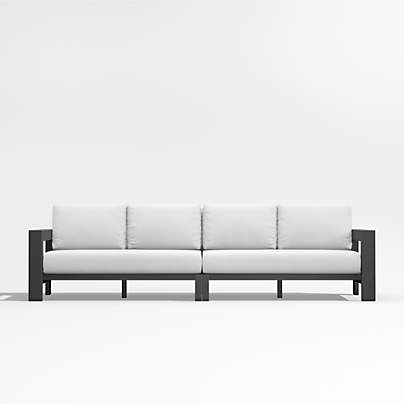 Walker 117" 2-Piece Metal Sectional Sofa with Canvas White Sunbrella ® Cushions