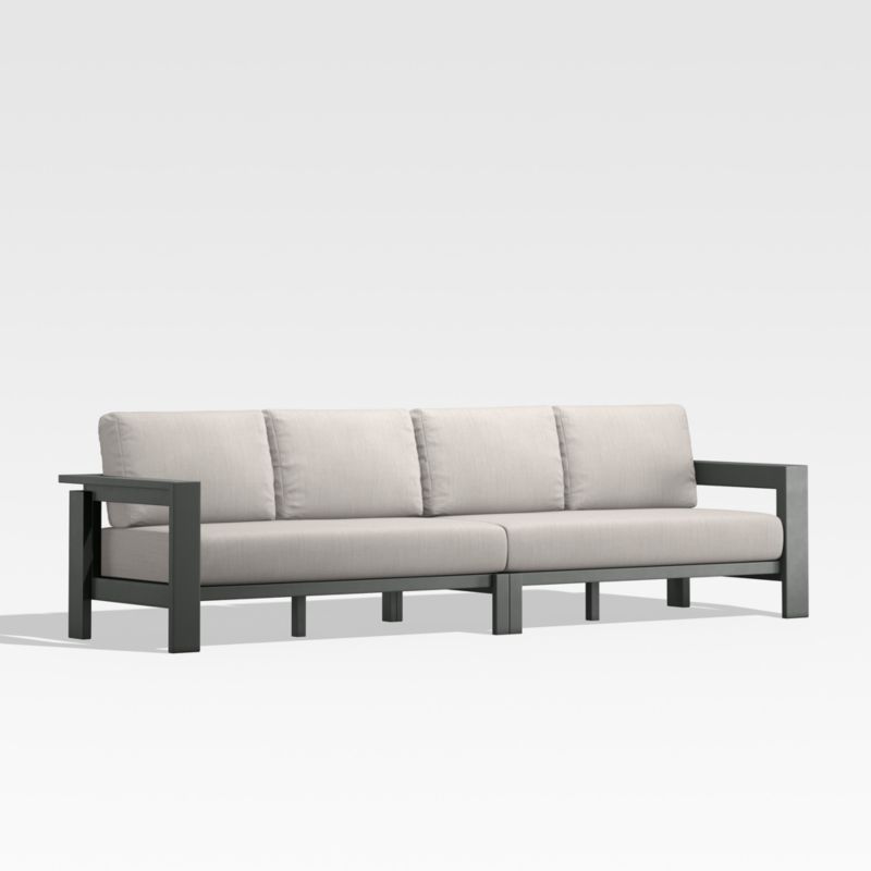 Walker 117" 2-Piece Black Metal Outdoor Sectional Sofa with Ash Brown Sunbrella ® Cushions - image 4 of 10