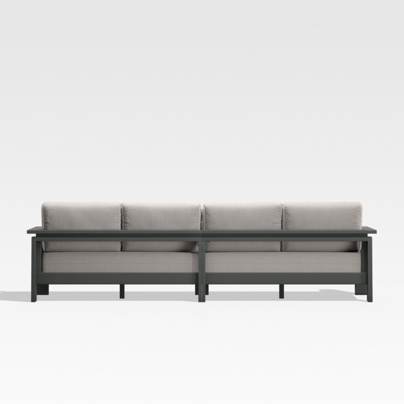 Walker 117" 2-Piece Black Metal Outdoor Sectional Sofa with Ash Brown Sunbrella ® Cushions - image 6 of 10