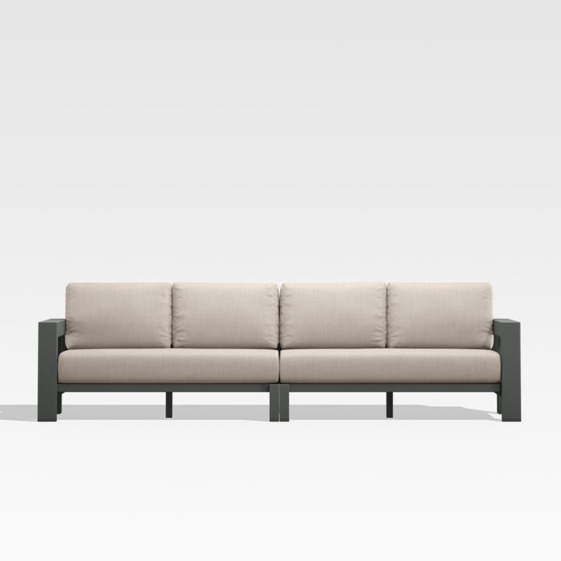 Viewing product image Walker 117" 2-Piece Metal Sectional Sofa with Canvas Flax Beige Sunbrella ® Cushions - image 1 of 9