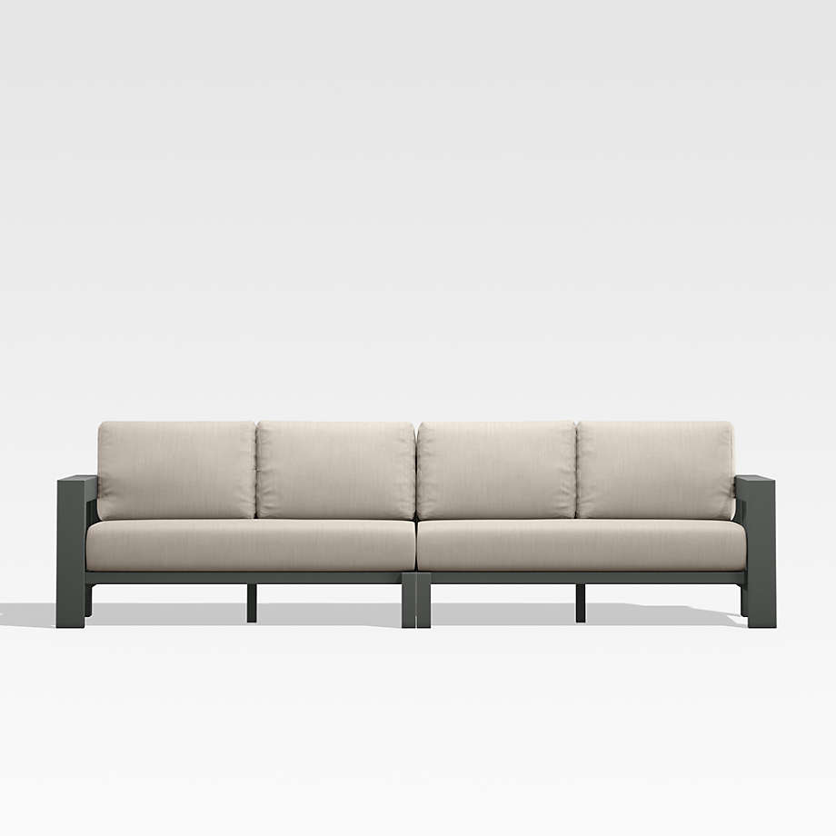 Walker ExtraLarge Black Metal Outdoor Sectional Sofa with Flax Beige Sunbrella Cushions Crate