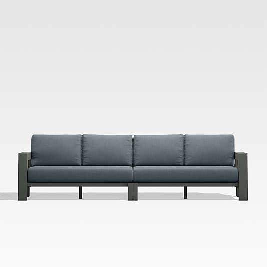 Walker 117" 2-Piece Black Metal Outdoor Sectional Sofa with Haze Grey Sunbrella ® Cushions