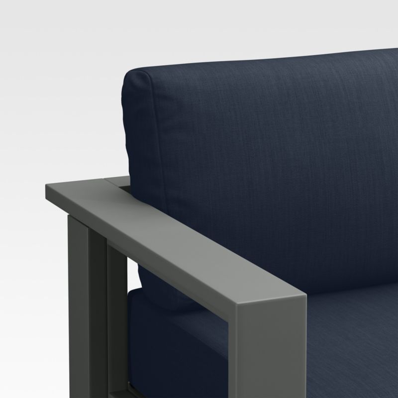 Walker Black Metal U-Shaped Outdoor Sectional Sofa with Navy Blue Sunbrella ® Cushions - image 6 of 6