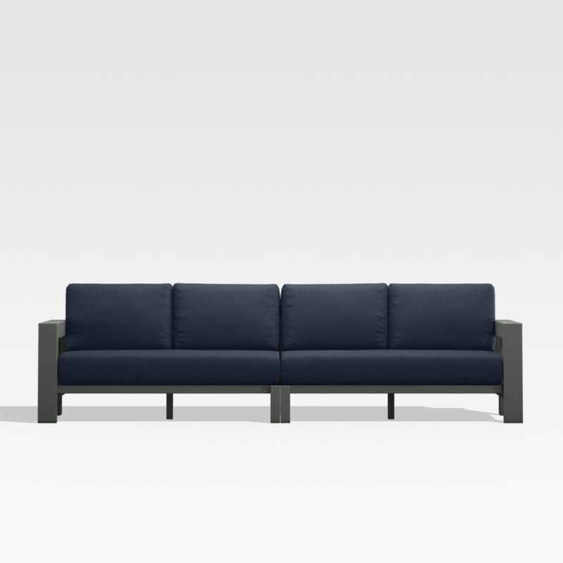 Viewing product image Walker 117" 2-Piece Metal Sectional Sofa with Navy Canvas Sunbrella ® Cushions - image 1 of 9