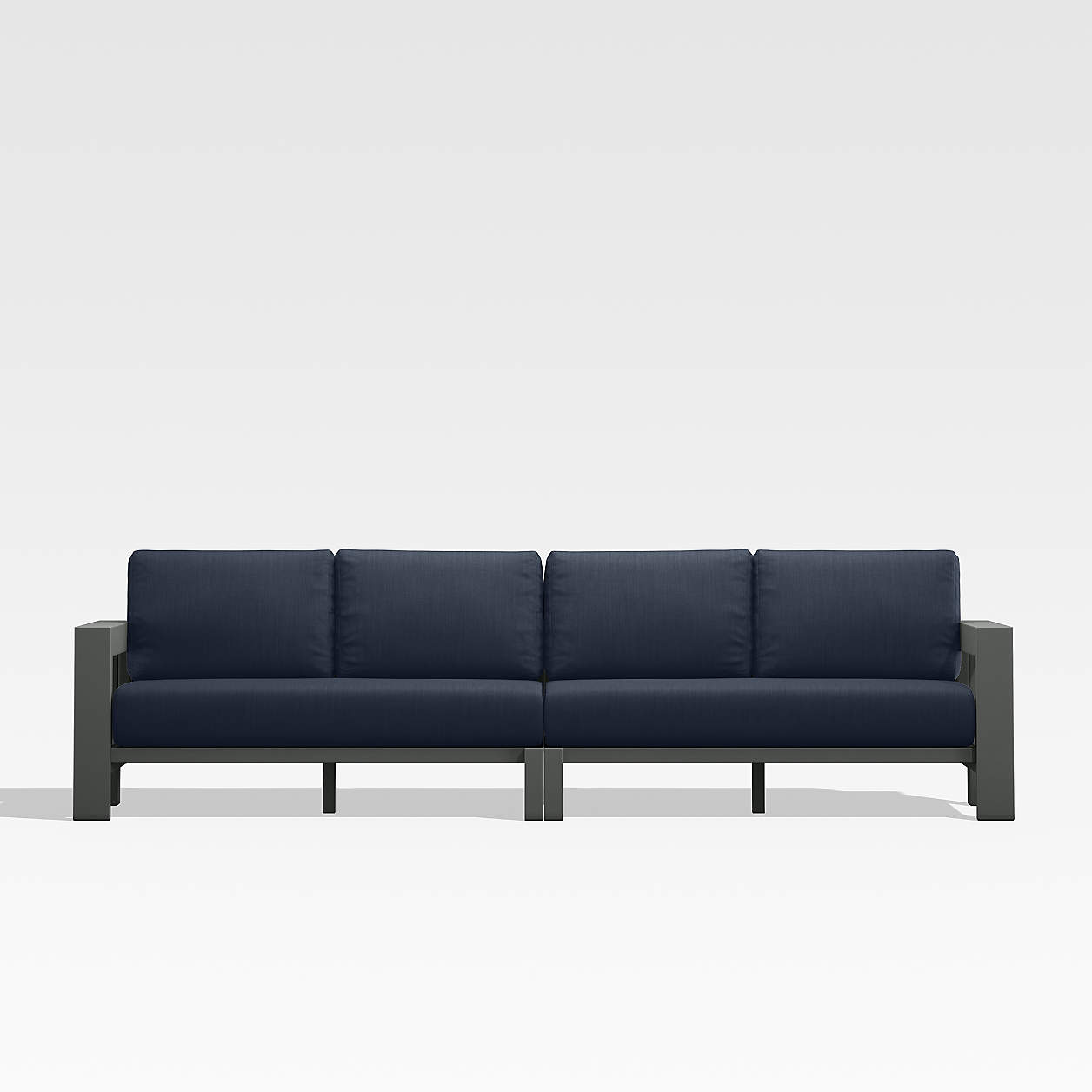 Walker ExtraLarge Black Metal Outdoor Sectional Sofa with Navy Blue