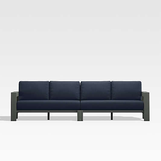 Walker 117" 2-Piece Metal Sectional Sofa with Navy Canvas Sunbrella ® Cushions