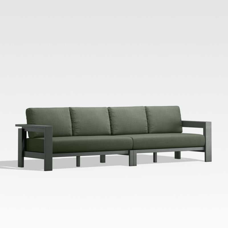 Walker 117" 2-Piece Black Metal Outdoor Sectional Sofa with Sage Green Sunbrella ® Cushions - image 4 of 10