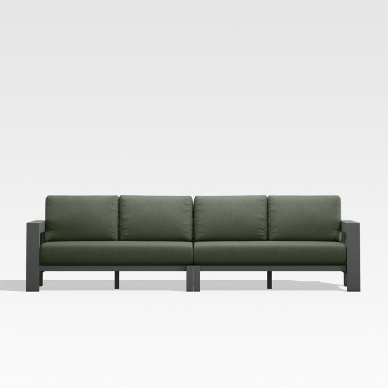 Walker 117" 2-Piece Black Metal Outdoor Sectional Sofa with Sage Green Sunbrella ® Cushions - image 0 of 10