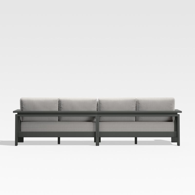 Walker 117" 2-Piece Black Metal Outdoor Sectional Sofa with Silver Sunbrella ® Cushions - image 6 of 10