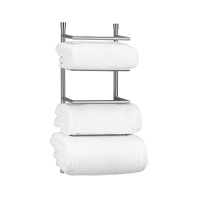 Brushed Steel Wall Mount Towel Rack, White Wooden Towel Rail Wall Mounted