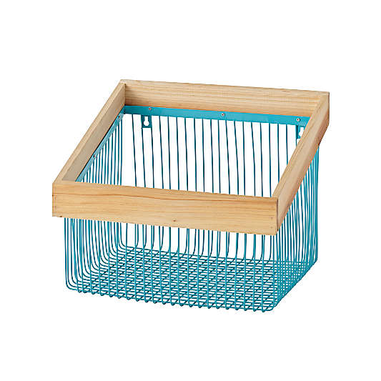 Wood and Wire Aqua Wall Bin