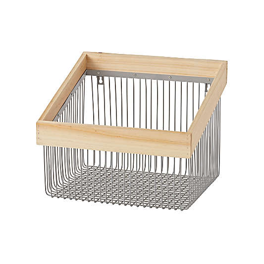 Wood and Wire Grey Wall Bin