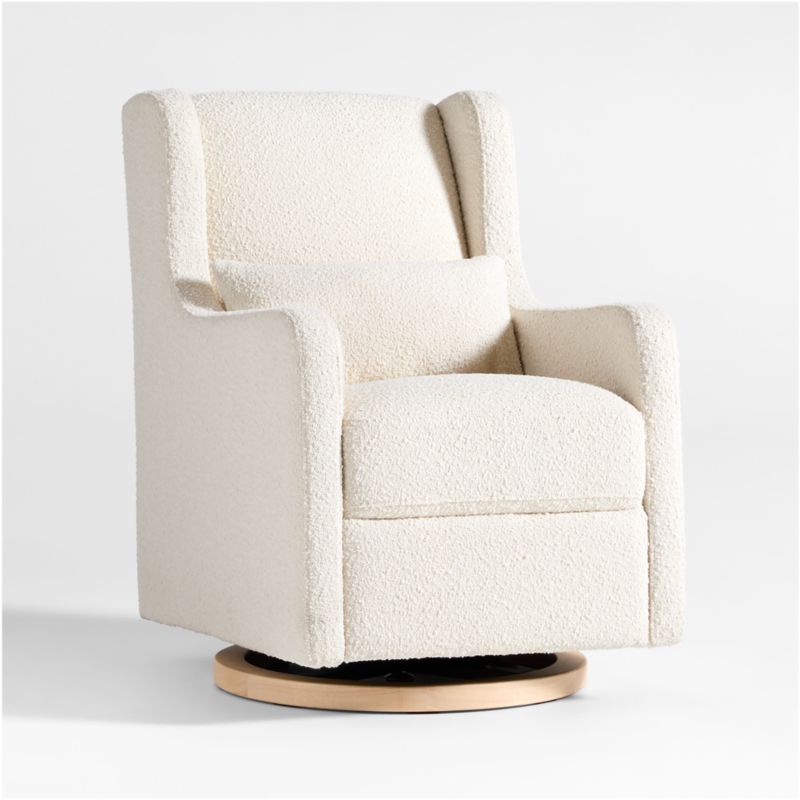 Wally Ivory Boucle Nursery Glider Chair and Ottoman Crate Kids