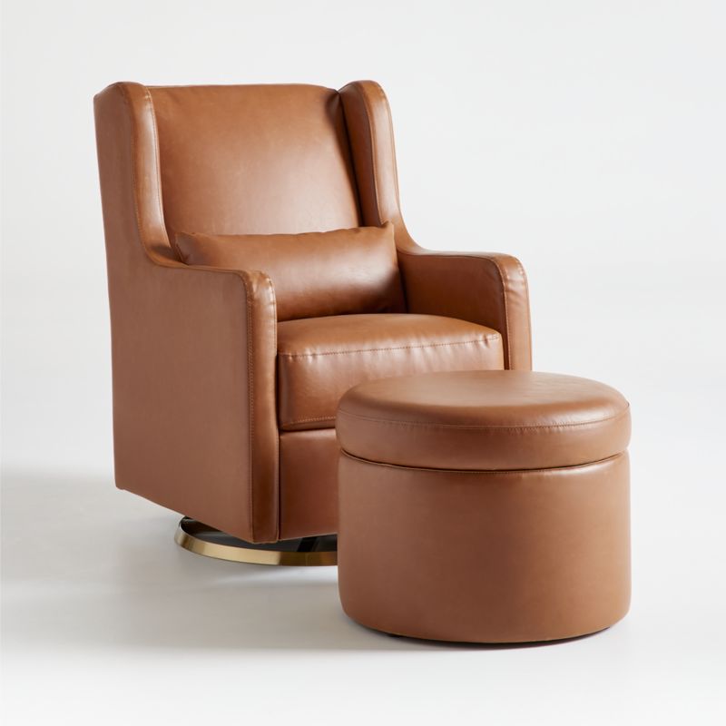 Leather glider cheap with ottoman