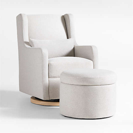 Wally Woven Beach Beige Nursery Glider Chair and Ottoman