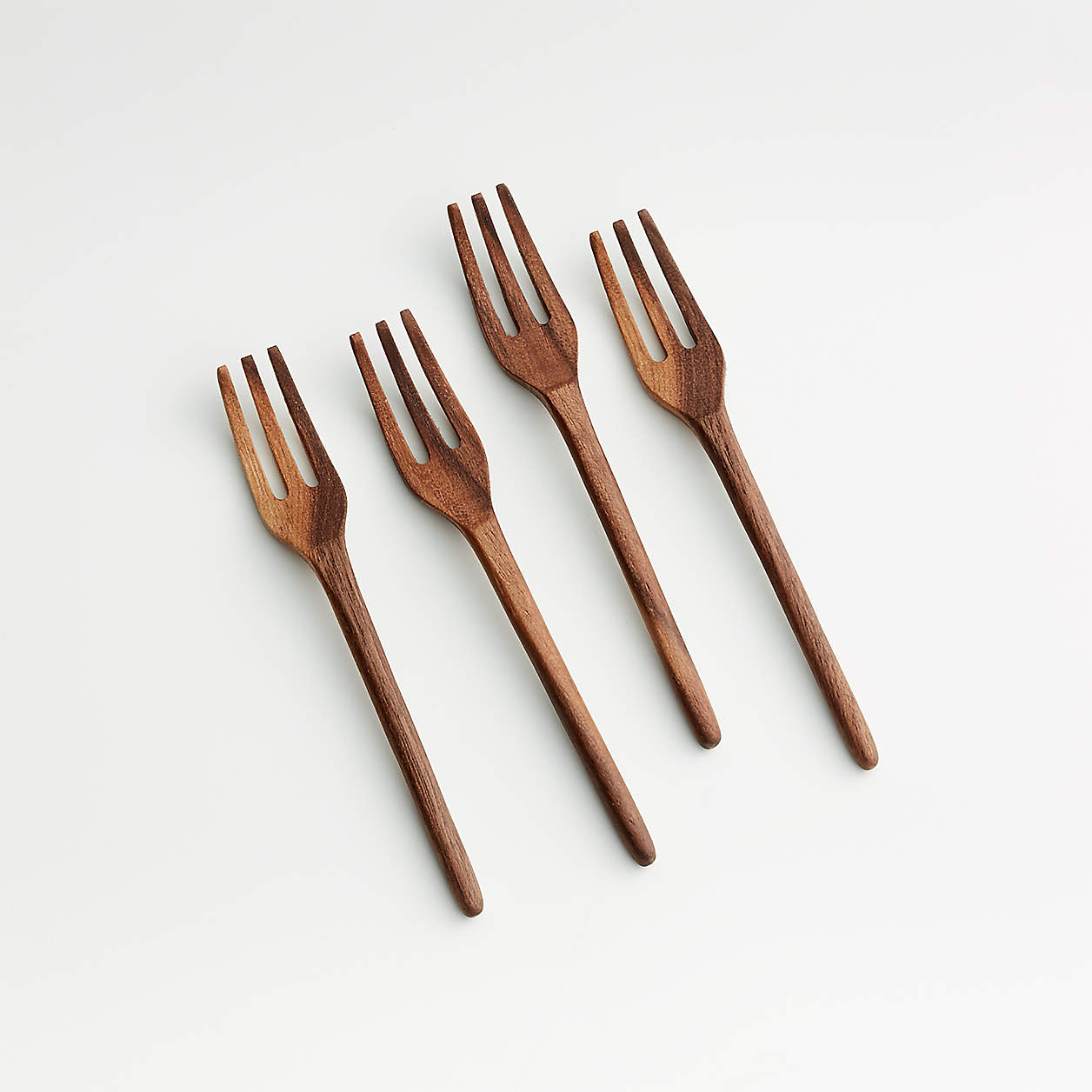 Walnut Appetizer Forks, Set of 4 + Reviews Crate and Barrel