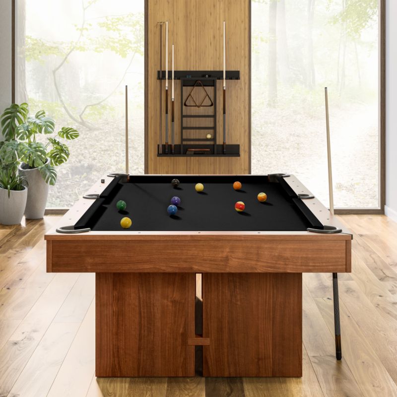 Black and Walnut Pool Table with Wall Rack and Accessories - image 3 of 11