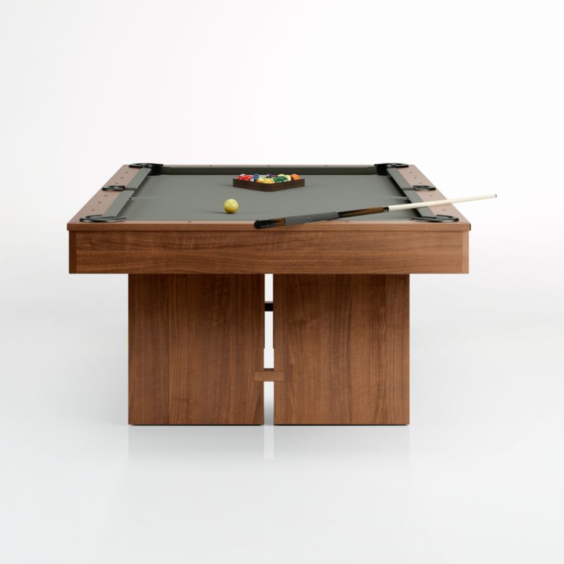 Grey and Walnut Pool Table with Wall Rack and Accessories | Crate & Barrel