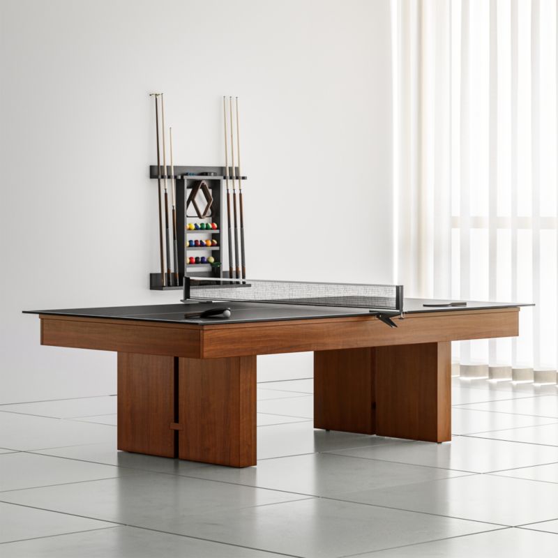 Grey Walnut Pool Table with Wall Rack, Accessories and Table Tennis Kit - image 3 of 11