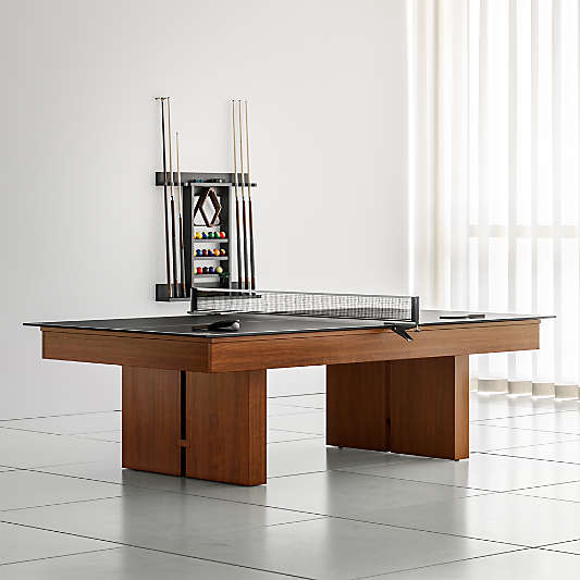 Grey Walnut Pool Table with Wall Rack, Accessories and Table Tennis Kit