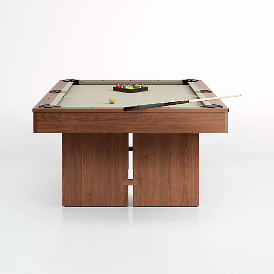 Walnut Pool Table with Wall Rack and Accessories