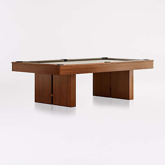 Khaki and Walnut Pool Table with Wall Rack, Accessories and Table Tennis Kit