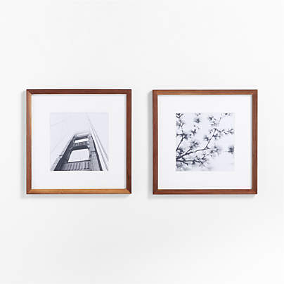 2-Piece Walnut Wood 11x11 Gallery Wall Frame Set