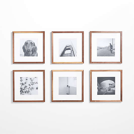 6-Piece Walnut Wood 11x11 Gallery Wall Frame Set