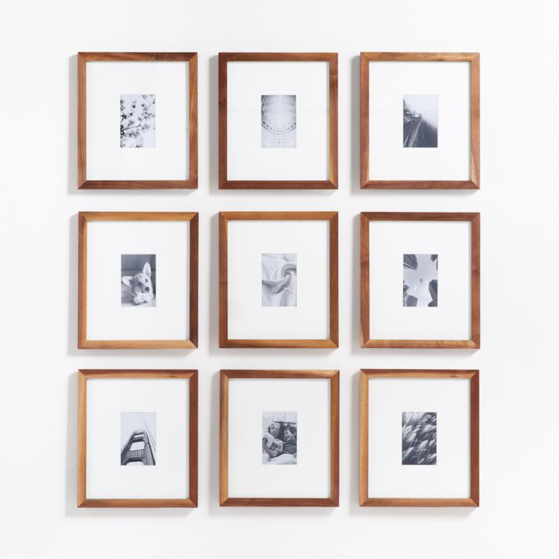 9-Piece Walnut Wood 4x6 Gallery Wall Frame Set