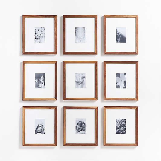 9-Piece Walnut Wood 4x6 Gallery Wall Frame Set