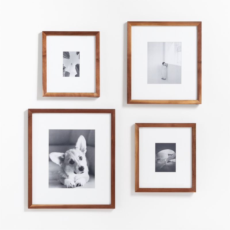 4-Piece Walnut Wood Gallery Wall Frame Set