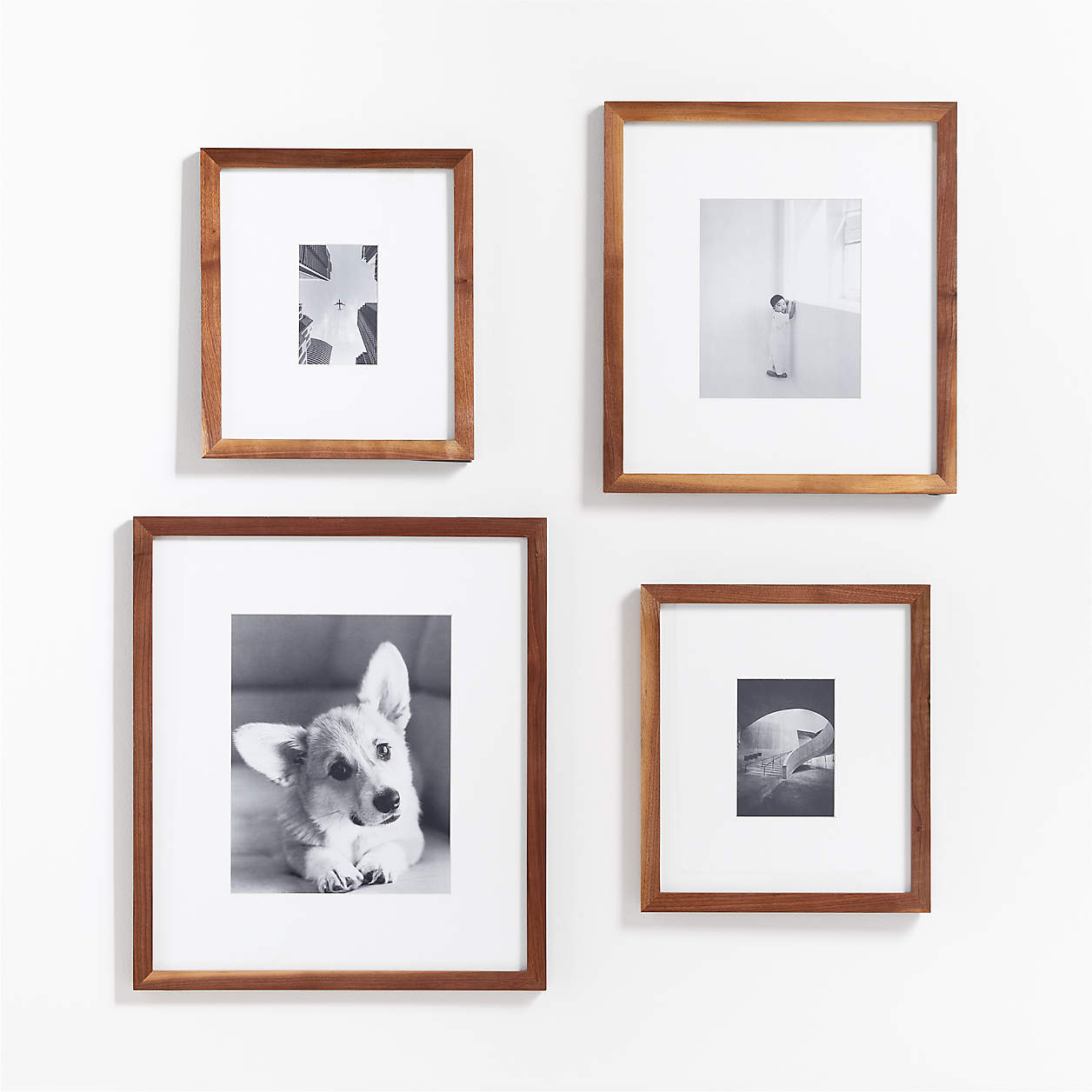 4Piece Walnut Wood Gallery Wall Picture Frame Set Crate & Barrel