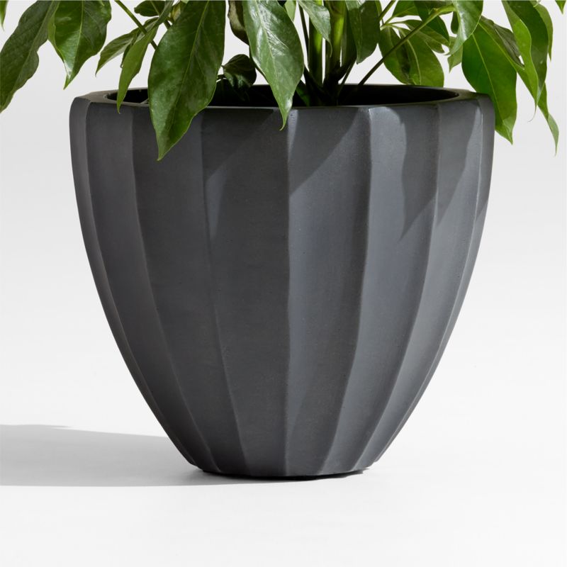 Warren 15.7" x 14.2" Small Black Ficonstone Outdoor Planter - image 0 of 7